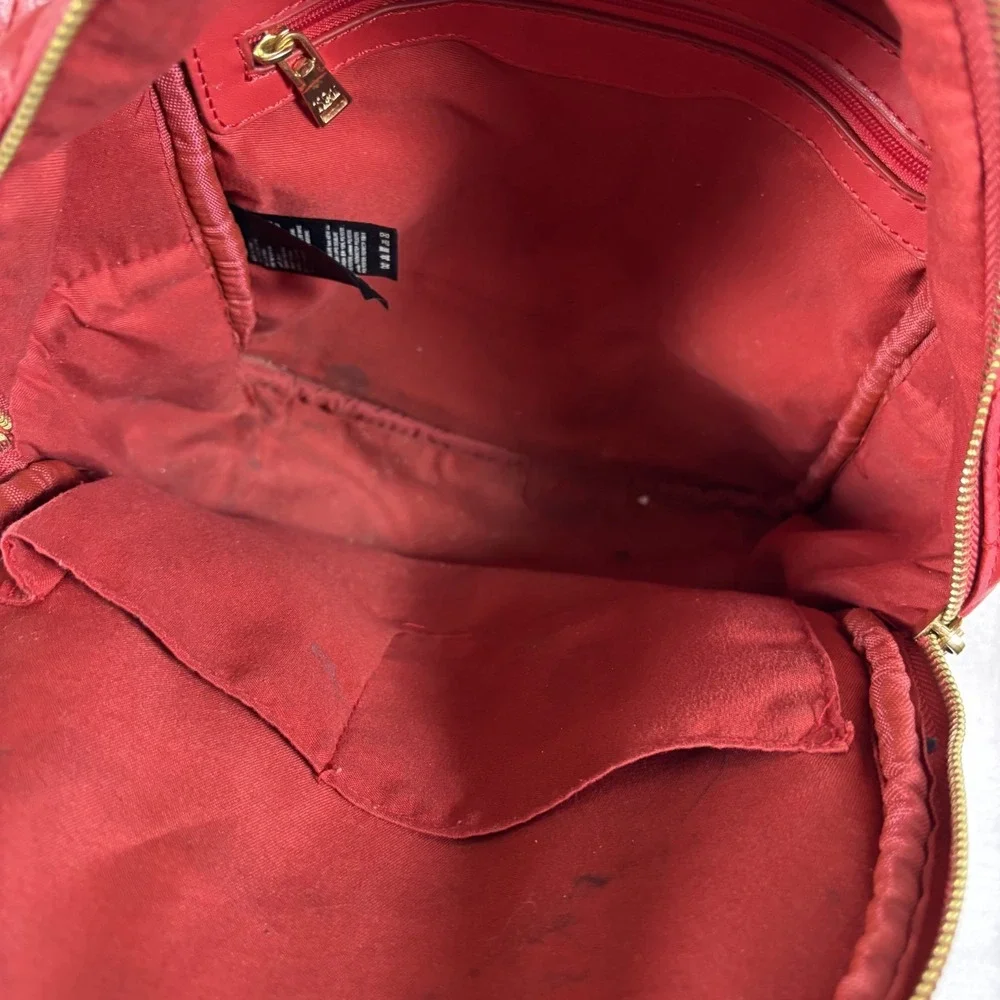 Badgley Mischka Backpack Womens Small Red Quilted Studded‎ BM Logo Edgy Designer